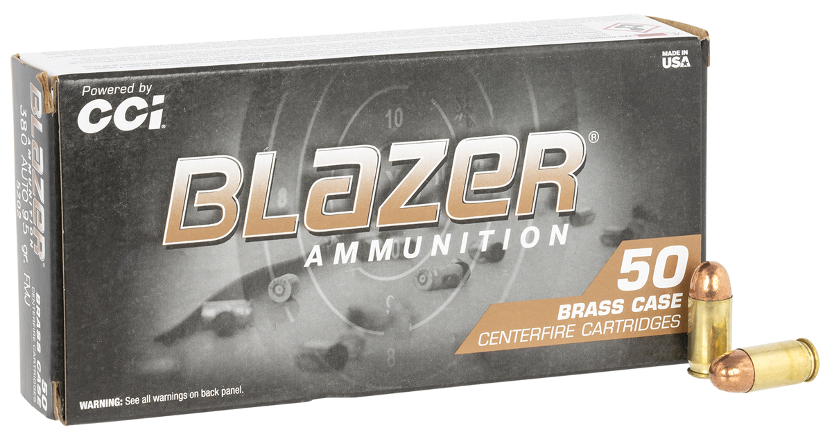 CCI Blazer 380 ACP 95 Grain Full Metal Jacket Ammunition 50 Rounds, 5202