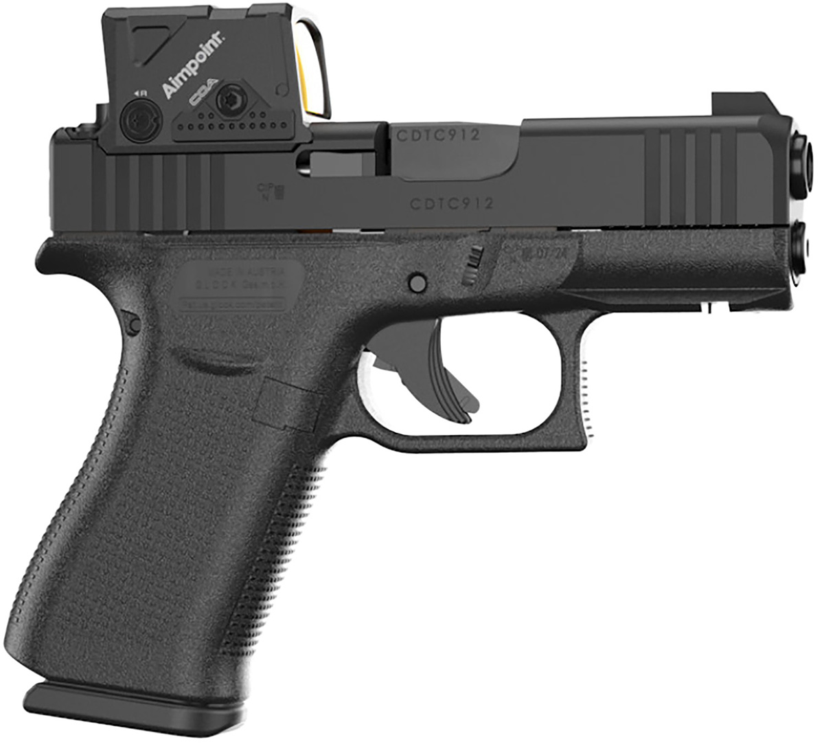 Glock 43X MOS Black 9mm Pistol with Aimpoint COA 3.5 MOA Red Dot Sight ...